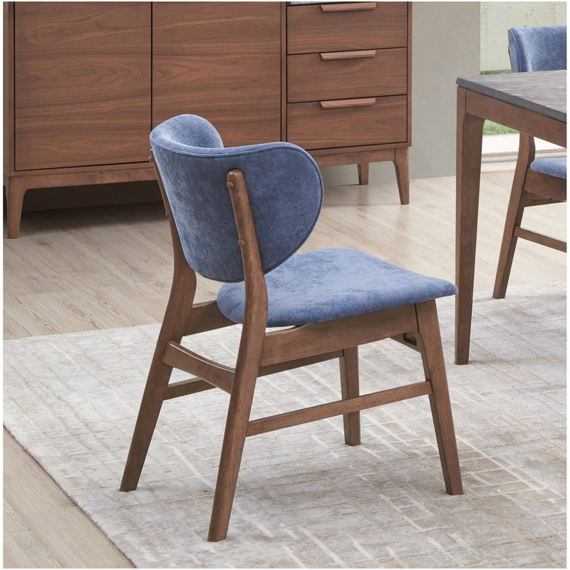 Ensemble de mobilier de salle à manger de style Mid-Century moderne avec 2 chaises d'appoint en bois et noyer, Bleu