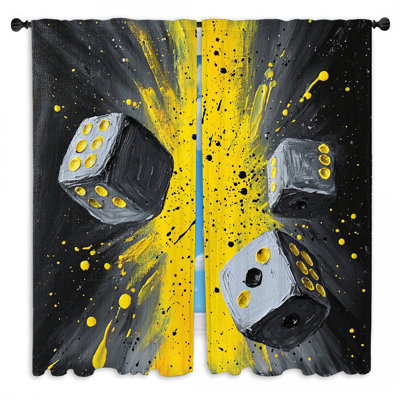 Dice Explosion Window Curtains  Games Steampunk Drapes - 2 Panels