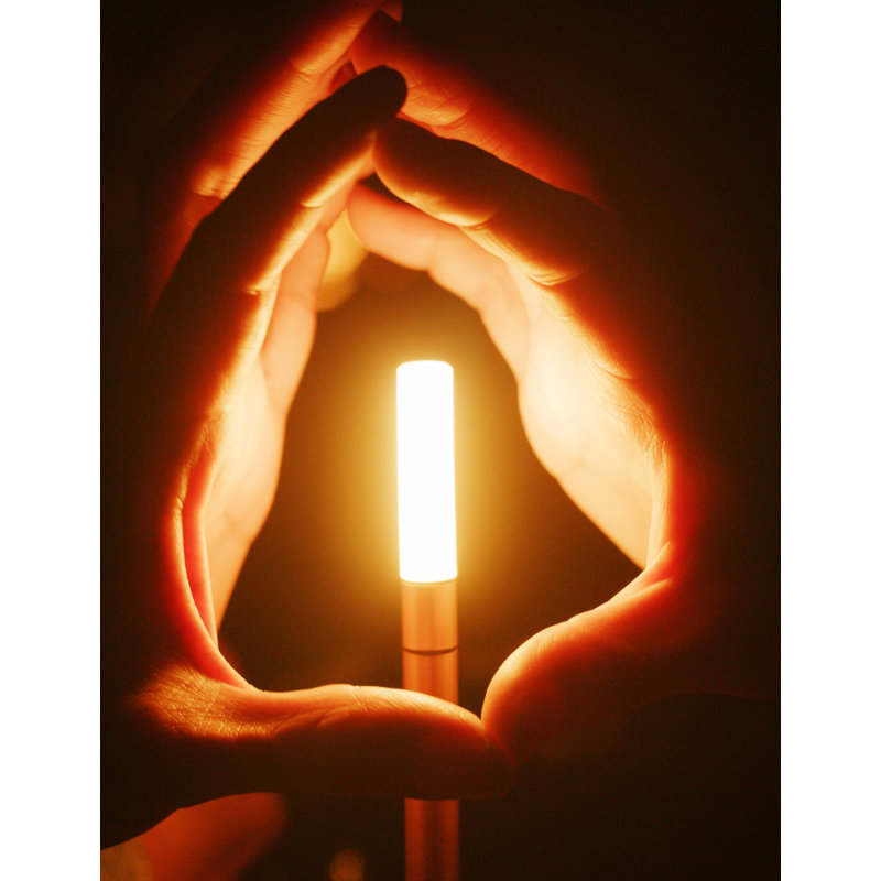 Candle-Inspired Portable Rechargeable Lamp - Wick, Brass, 10.2" H x 4.7" W x 4.7" D