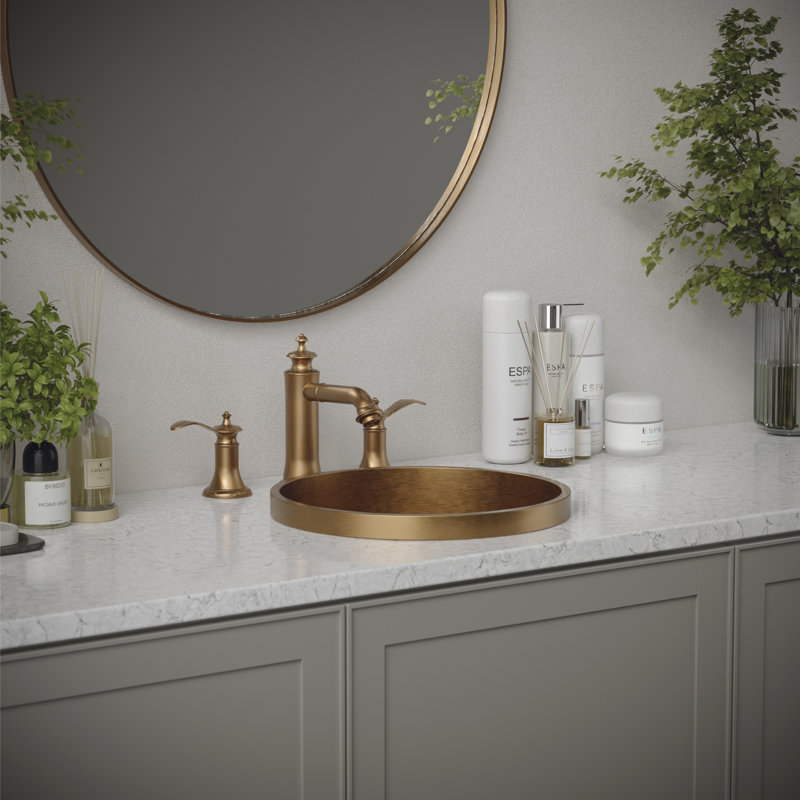 Widespread 2-handle Bathroom Faucet with Drain Assembly, Brushed Copper