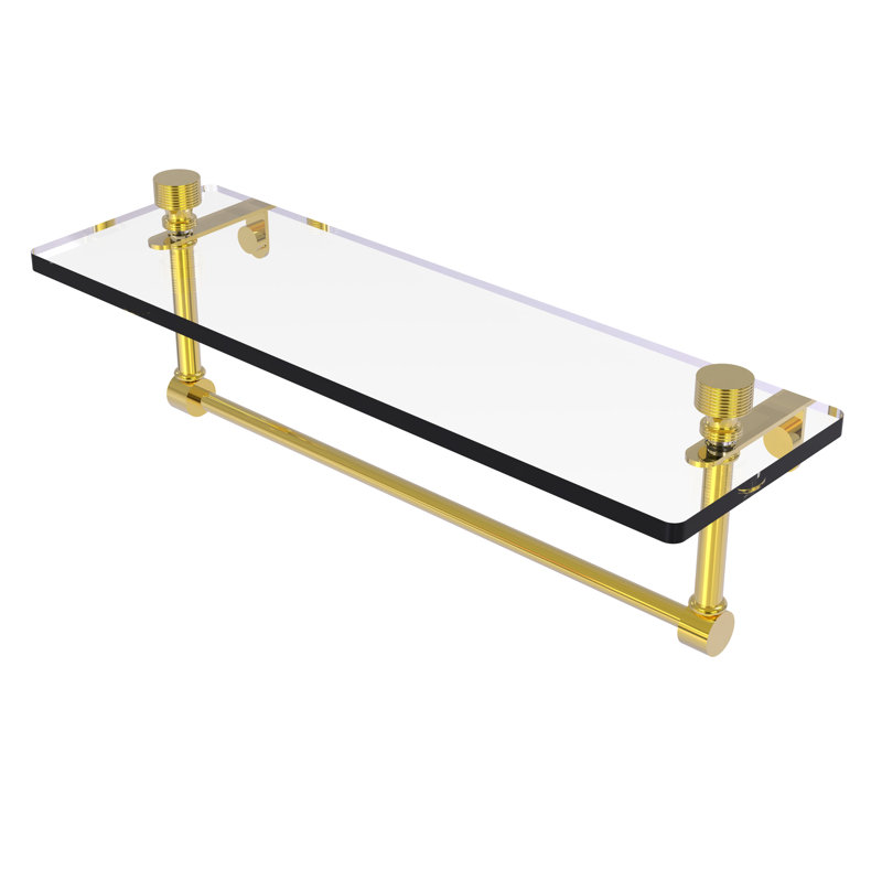 Ballenas Bracket Shelf with Towel Bar, Polished Brass, 5' H x 16' W x 5' D