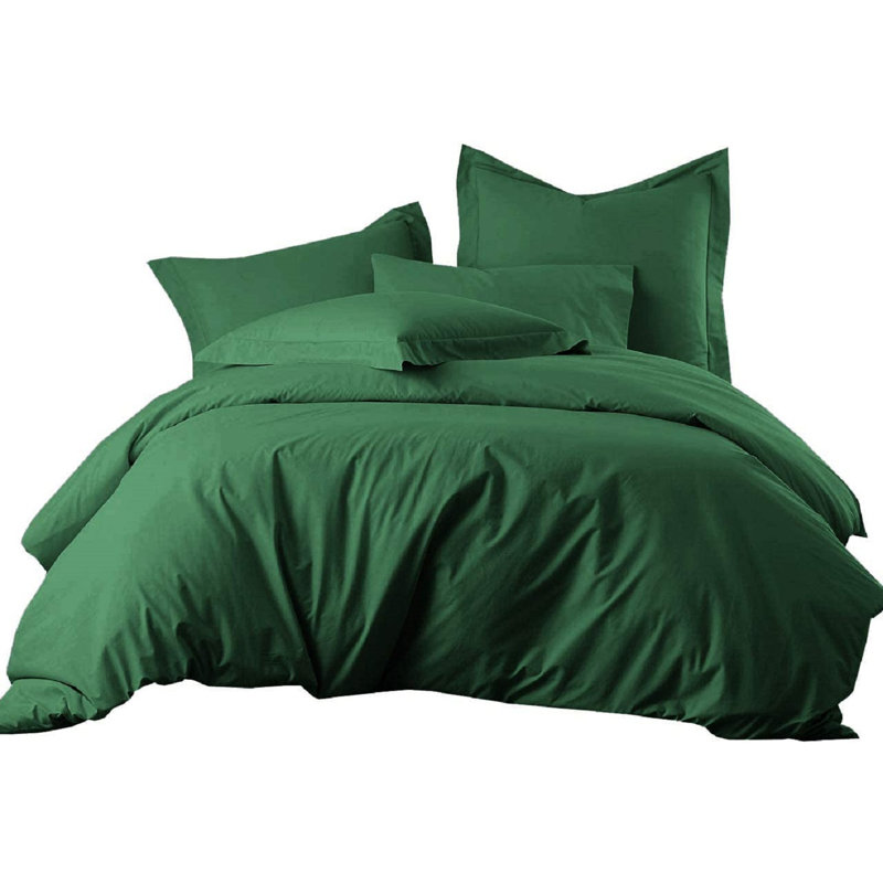 SJT-US-Chunse Twill Duvet Cover, Dark Green, Queen Duvet Cover + 2 Pillowcases