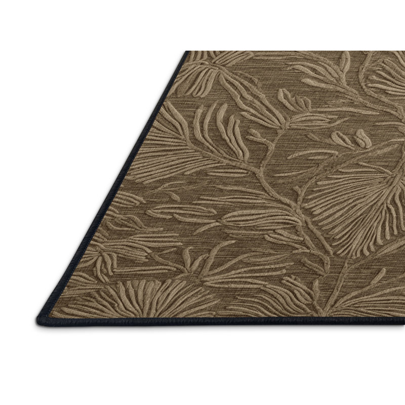 Machine Washable Nature Brown Area Rug, Rectangle 3' x 5'