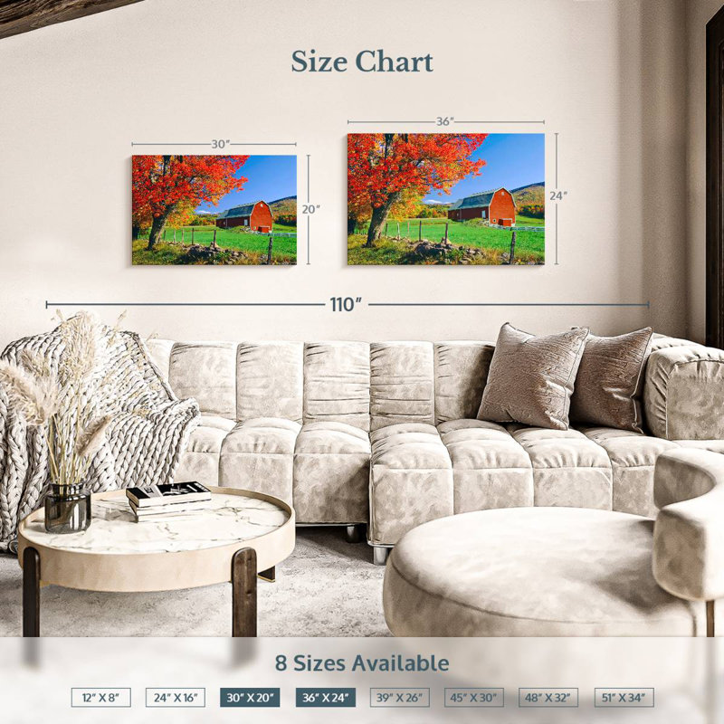 Alvord Sugar Maple Near Red Barn, 24" H x 36" W