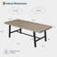 Table de salle à manger 79 po de style industriel pour 6 à 8 personnes - Table rectangulaire robuste avec structure en acier robuste et surface en grain de bois spacieuse - Meuble moderne peu encombrant pour la cuisine ou la salle à manger-714402788