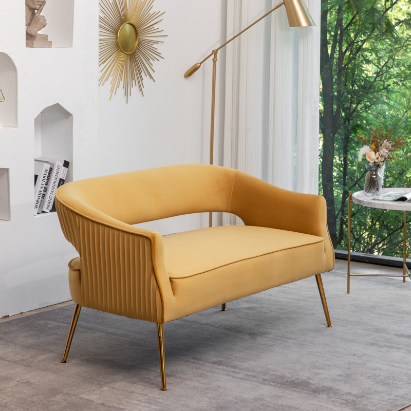 Chynna 51.2'' Velvet Loveseat, Yellow Velvet