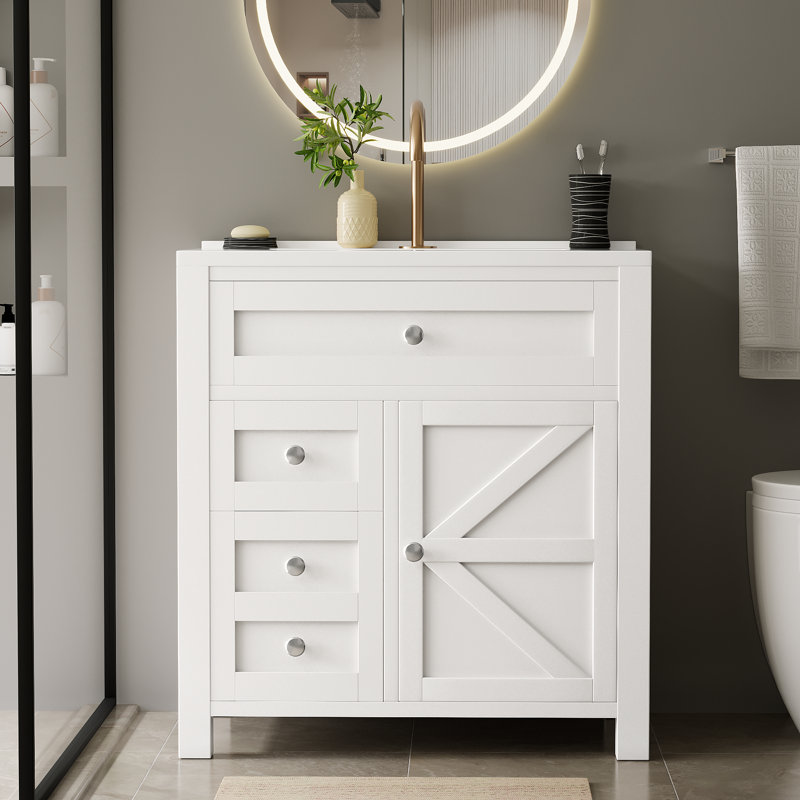 Meuble-lavabo 30 po avec lavabo simple, Blanc