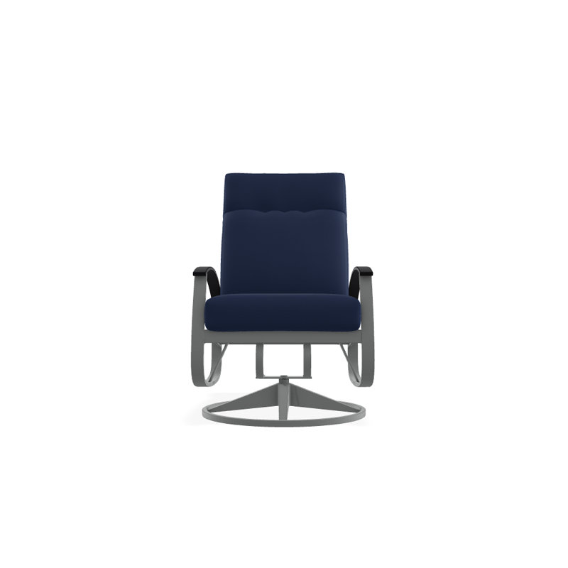 Chaise de patio pivotante avec coussins Askar, Toile bleu marine Sunbrella®, Noir P70, Graphite texturé
