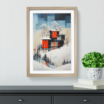 Winter Landscape Constructivism No.2 - Single Picture Frame Print on Wood