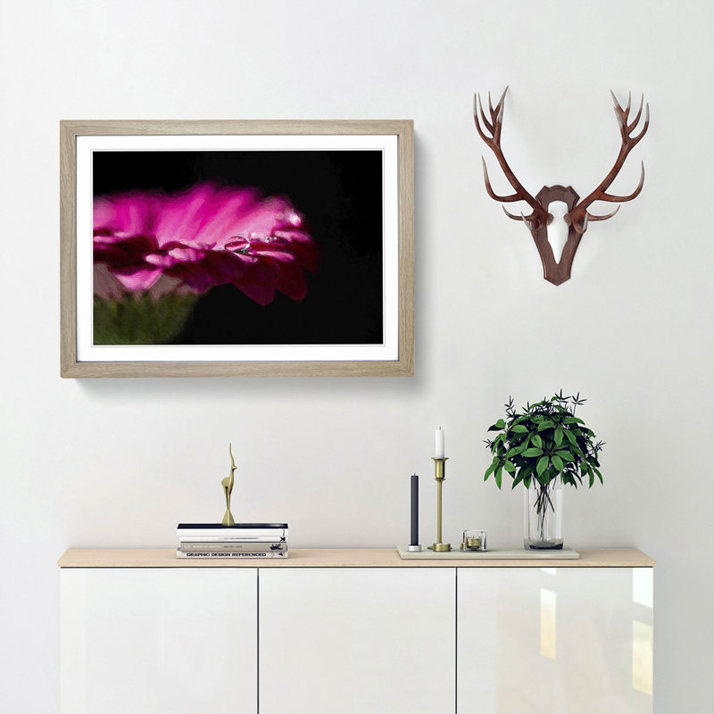 Pink Gerbera Flower - Picture Frame Painting Print, 36cm H x 48cm W x 2cm D, Oak Framed