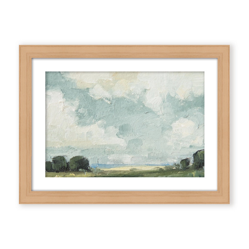 Nature Inspired Golden Meadows: A Serene Landscape Composition, 12" H x 16" W x 1.125" D, Framed Matted Print, Beige