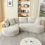 Confortable et moderne en forme de L à 4 places, tissu velours côtelé, crème, ressorts ensachés, siège-lit au design minimaliste sans assemblage, assemblage, pour appartement-2141541465-2141541464