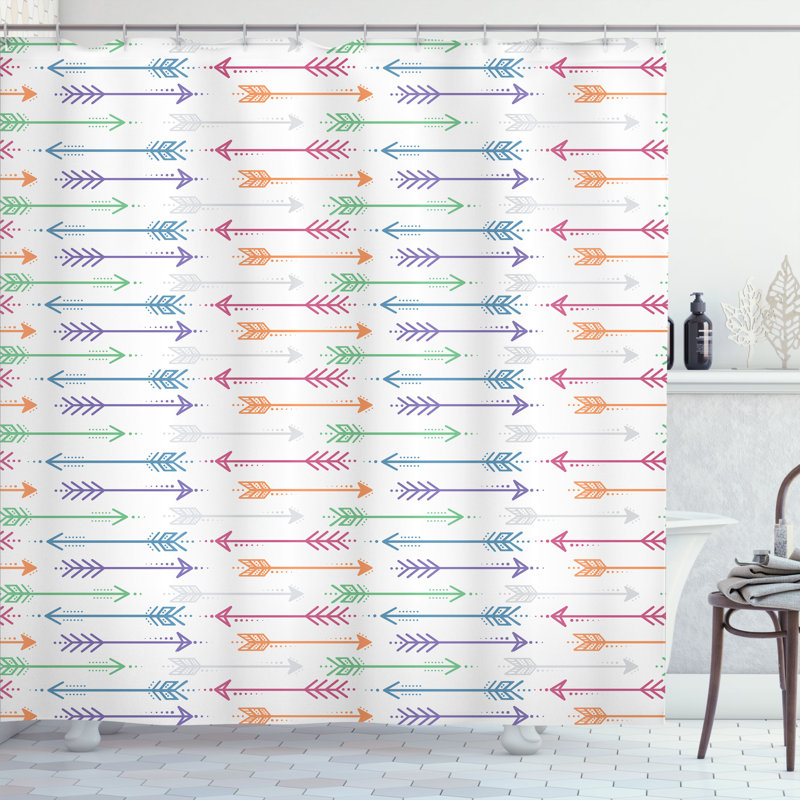 Shower Curtain with Hooks Included, 75" H x 69" W, Fuchsia Blue/Green