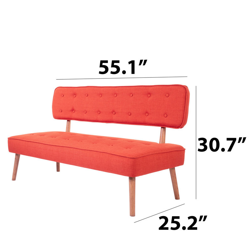 Banc rembourré en polyester, Rouge tuile
