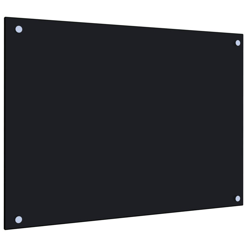 Hoy 50cm W x 70cm L Glass Peel and Stick Field Tile, Black