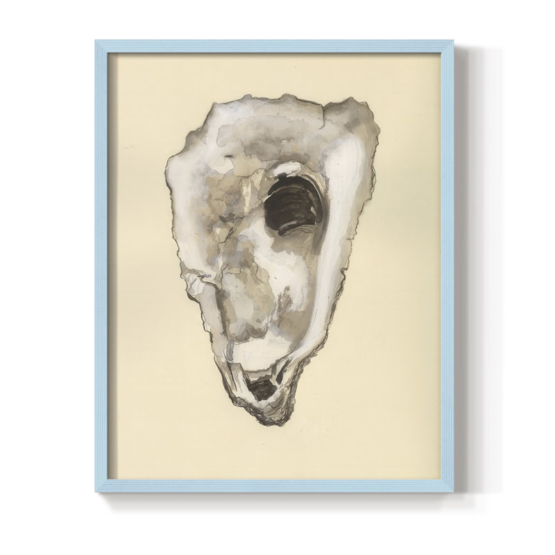 Impression encadrée sépia Oysters IV - Bois massif, H 15 po x l 12 po, Bleu