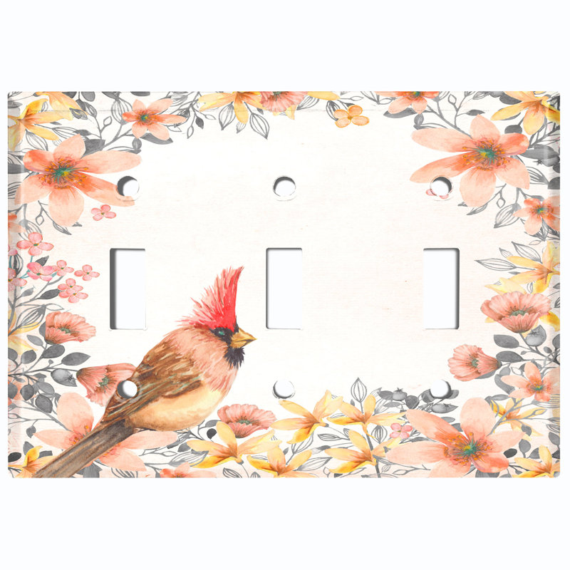 Plaque murale à 3 interrupteurs à bascule rouge orange, orange et fleurs de magnolia