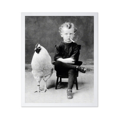 Boy Smoking Cigarette With A Chicken