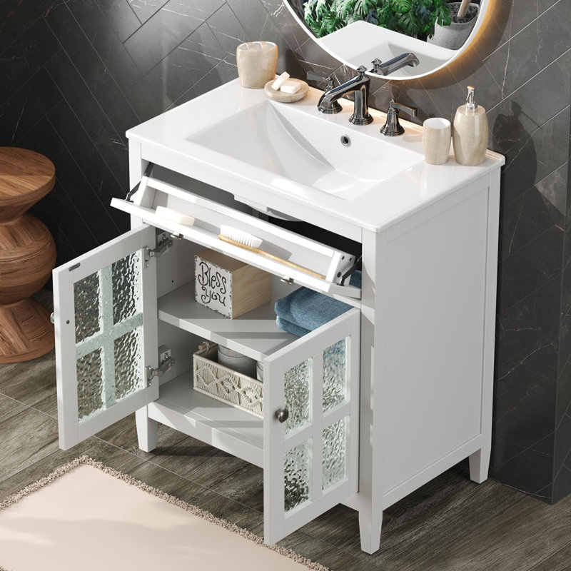 Meuble-lavabo 30 po avec lavabo en céramique, Blanc