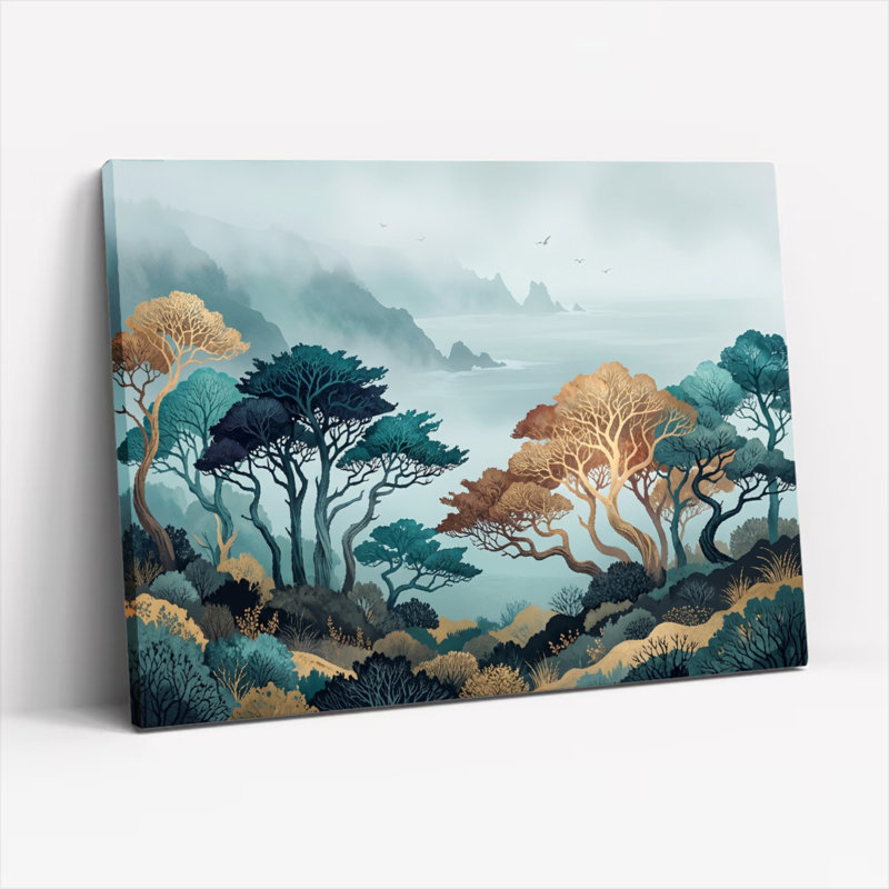 Art mural sur toile Gallery Wrap pour le salon, la chambre à coucher, le bureau ou le vestibule - Décoration murale décorative avec forêt de montagne