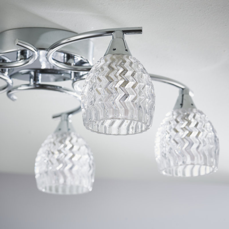 Minden Glass Semi Flush Mount, Chrome