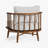 Corrine Walnut Armchair Performance Velvet Upholstery in Dove and Balsam Green with Solid Wood Frame Barrel Back Design-1095233400