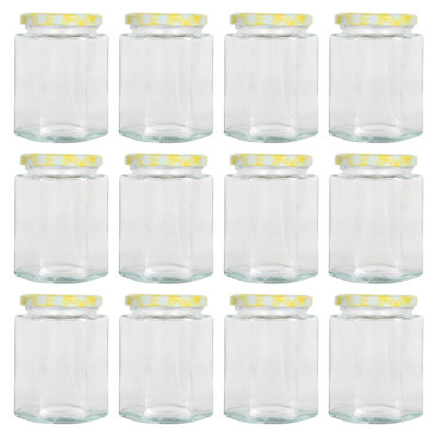 Hexagonal Glass Jam Jars with Screw-Top Metal Lids - 250ml