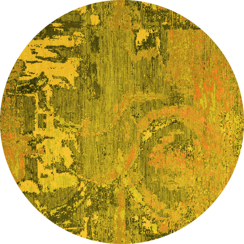 Washable Abstract Indoor Rug, Round 8'