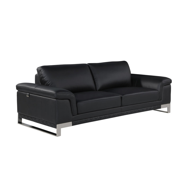 Canapé en cuir italien Top Grain, Noir