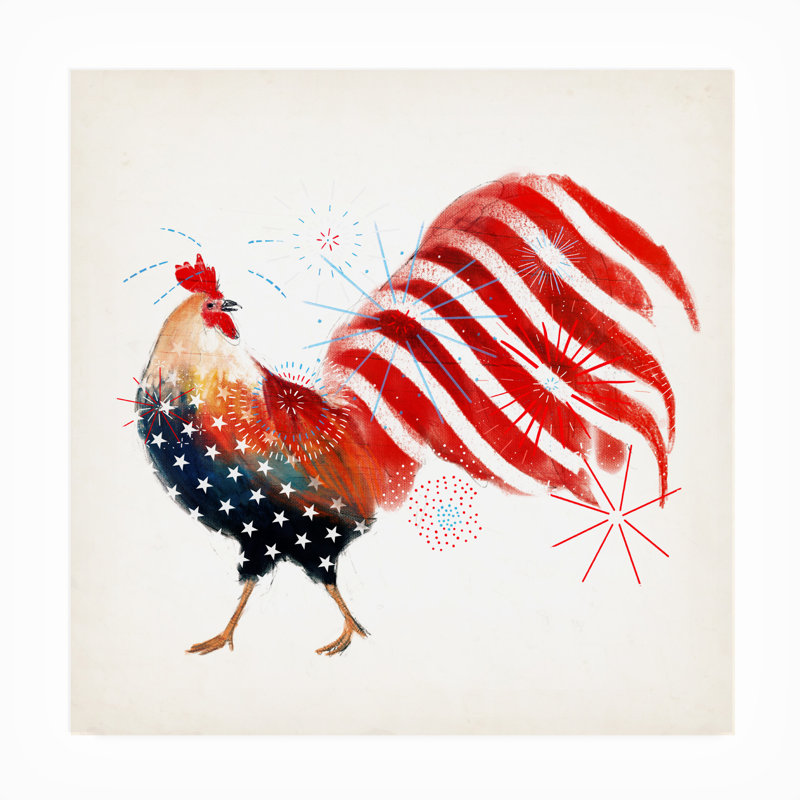 Toile d'extérieur Victoria Roges «Rooster Fireworks I», H 24 po x l 24 po x P 1,5 po