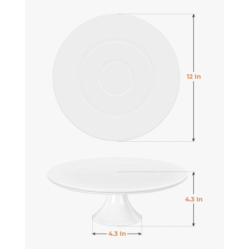 White Porcelain Tiered Cake Stand for Desserts, 12 x 12 Inches