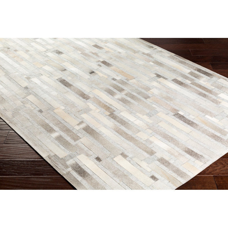 Medora Leather Area Rug in Gray, Rectangle 6' x 9'