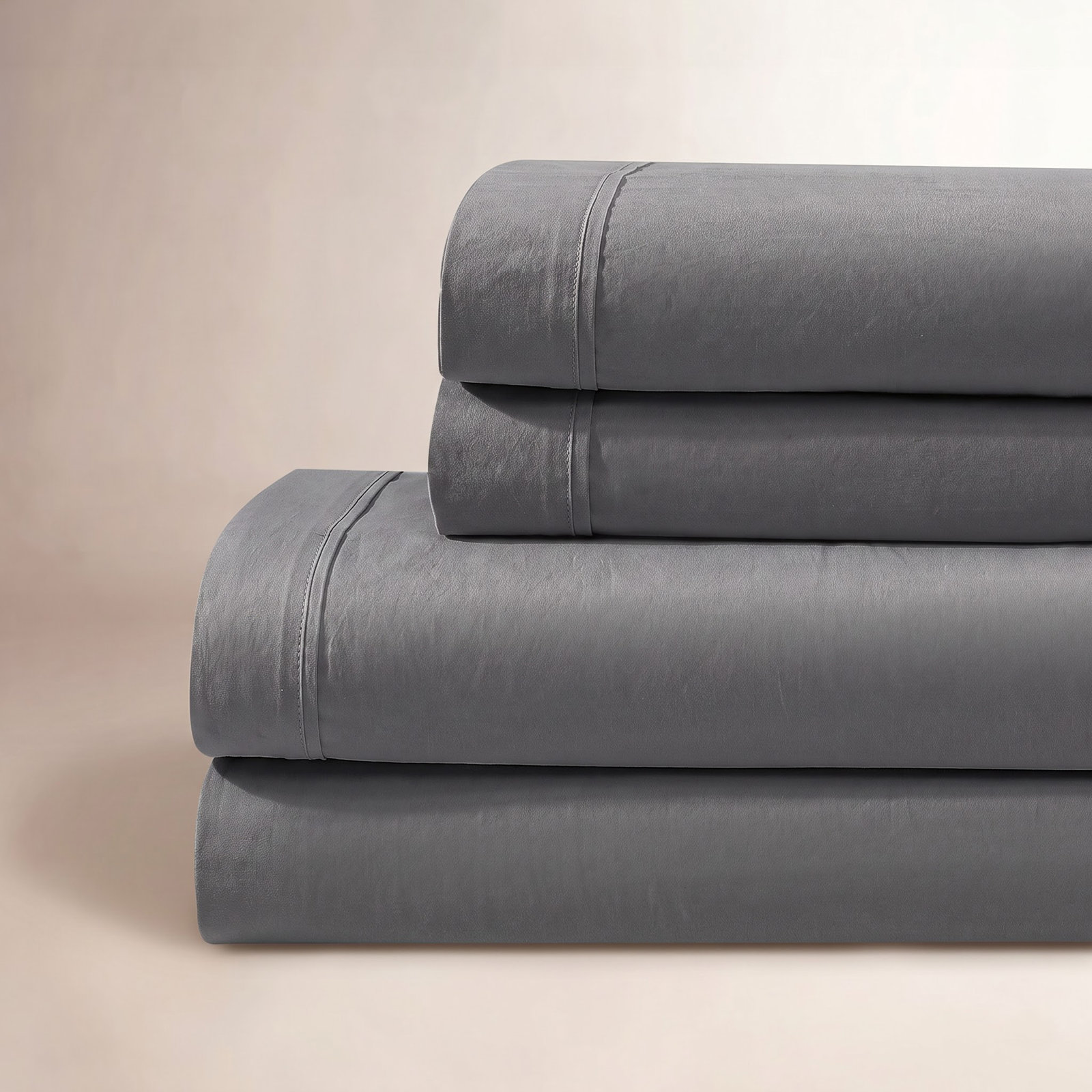 Washed Percale Cotton Sheet Set, King Sheet Set with 2 Pillowcases, Earth Brown