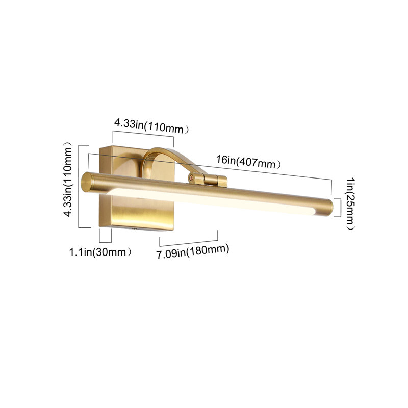1-Light Dimmable LED Picture Light with Adjustable Colour Temperature (3000K/4000K/6000K), Artwork Display Lighting, Brass