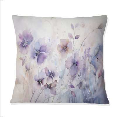 Purple Mystical Blooms III - Abstract Botanicals Printed Throw Pillow
