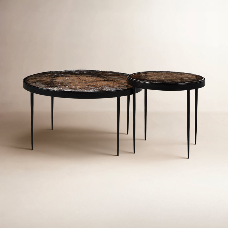 Carmen Nesting Coffee Table, Smoked Brown Cast Glass