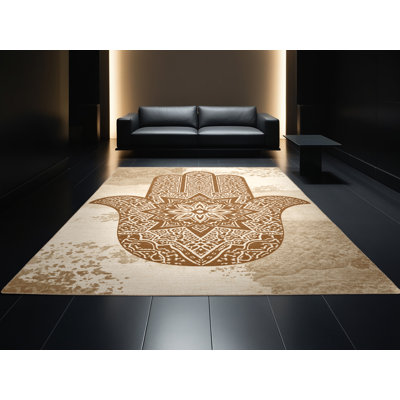 Tapis moelleux moelleux d'inspiration mondiale Pitkin en beige - reliure beige