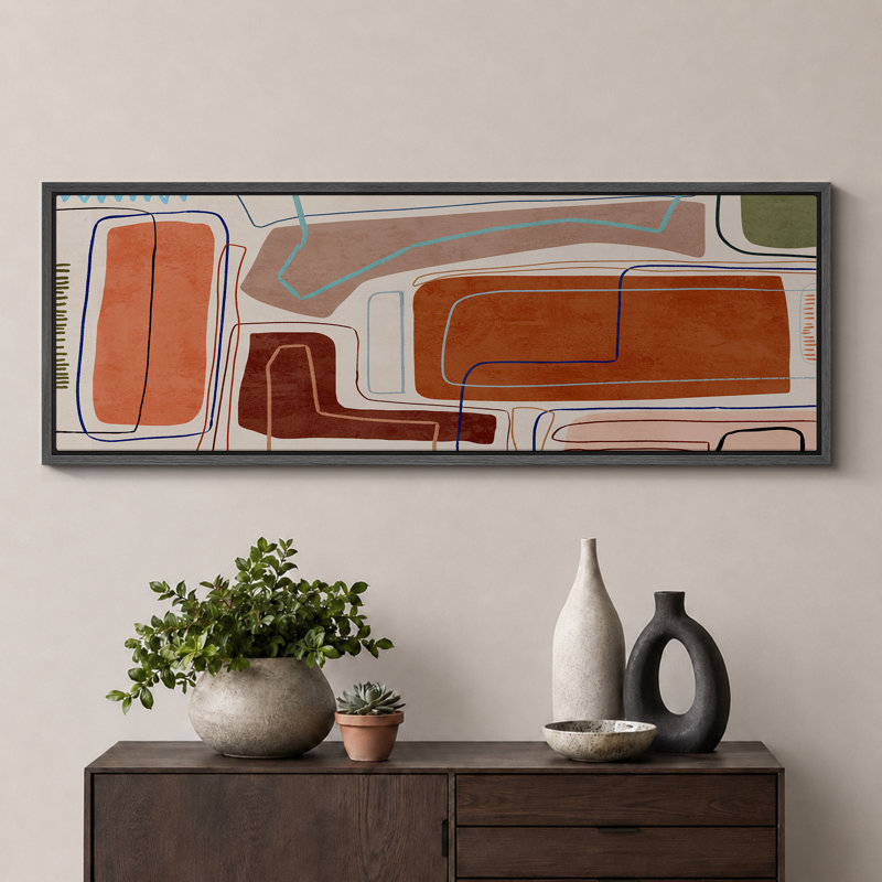 Impression sur toile encadrée orange et brun, H 20 po x l 60 po, Noir, noir, noir, noir