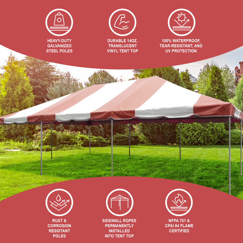 Red and White Galvanized Steel 20' x 40' Party Tent