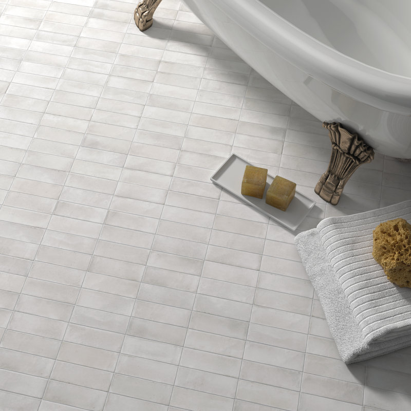 Coco 2" x 6" Porcelain Brick Look Subway Wall & Floor Tile, Cloud White