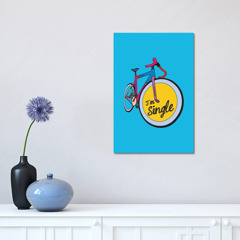 «I'm Single» par Ninhol - peinture sur toile tendue, H 18 po x l 12 po x 1,5 po