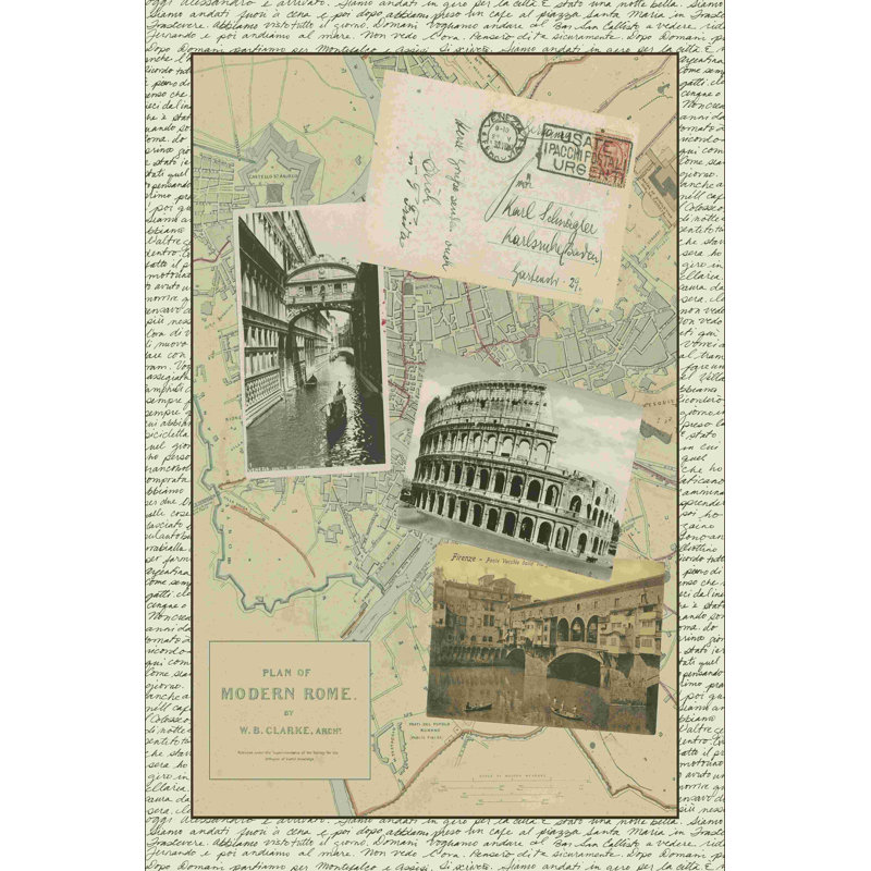 Carte rétro de Rome, H 18 po x l 12 po