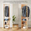 Miroir pleine grandeur rotatif à 360 ° avec support de rangement à crochets, miroir de plancher en bois massif pour économiser de l'espace dans la chambre à coucher, le salon et le vestiaire