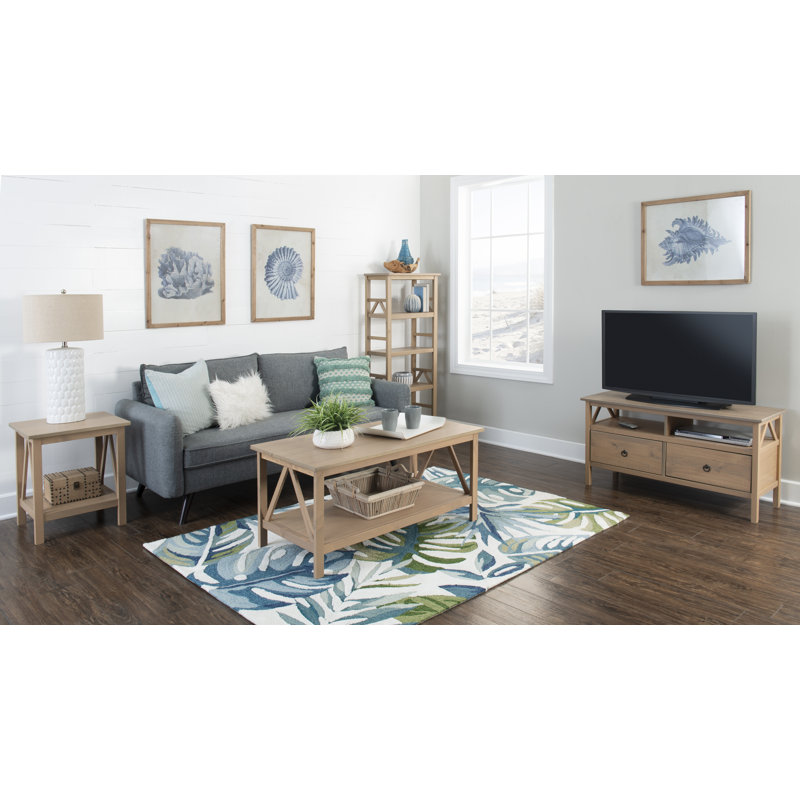 20" Solid Wood One Shelf Console Table With One Drawer, Beige