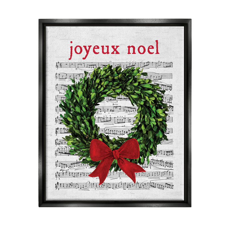 «Joyeux Noel Vintage Song» par Lettered and Lined - impression sur bois, Cadre flottant noir de jais