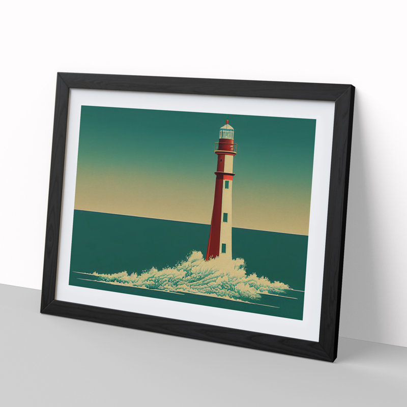Art Deco Lighthouse Vol.2 - Single Picture Frame Print, Black Framed, 34cm H x 46cm W x 2cm D