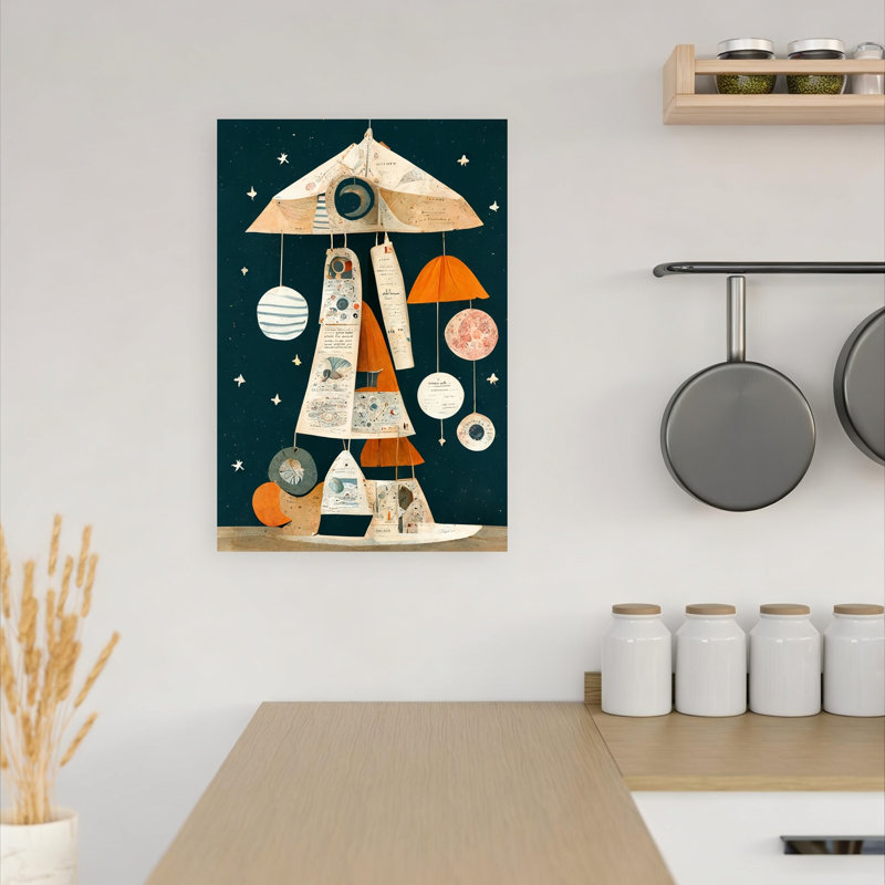 Cosmic Jamboree Abstract Retro Surreal Landscape Nature Wall Art Print by Treechild - Wrapped Canvas Print
