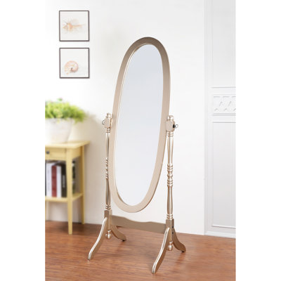 Miroir traditionnel fini doré - Structure en bois stable, miroir sur pied de style Queen, reflet du corps et fonction d'inclinaison
