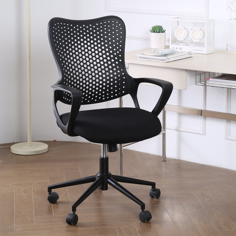 Ergonomic Mesh Task Chair with Adjustable Height and Swivel Base, Black, Black