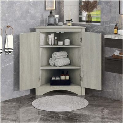 Armoire de rangement triangulaire pour salle de bain avec tablettes réglables, armoire de plancher autoportante pour la cuisine à domicile